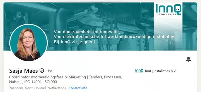 Voorbeeld van een LinkedIn-bannerfoto in de huisstijl van de opdrachtgever